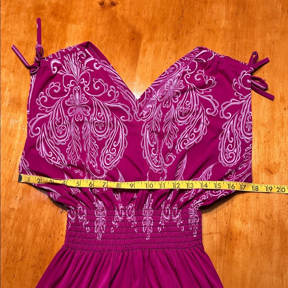 Jon & Anna Magenta Abstract Paisley Floral Print Smocked Maxi Dress Boho Summer - Picture 7 of 8